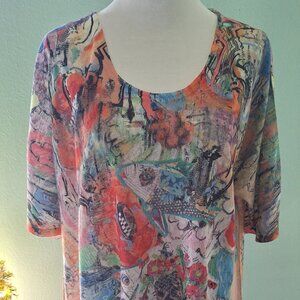 Et' Lois Virbant Artistic Designed Tunic. Size L.